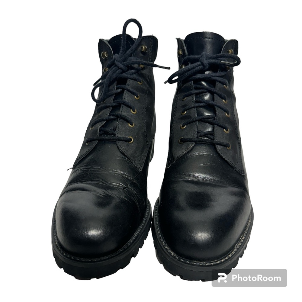 ENZO ANGIOLINI Black Leather Ankle Booties Women's Lace Ups - Picture 1 of 10
